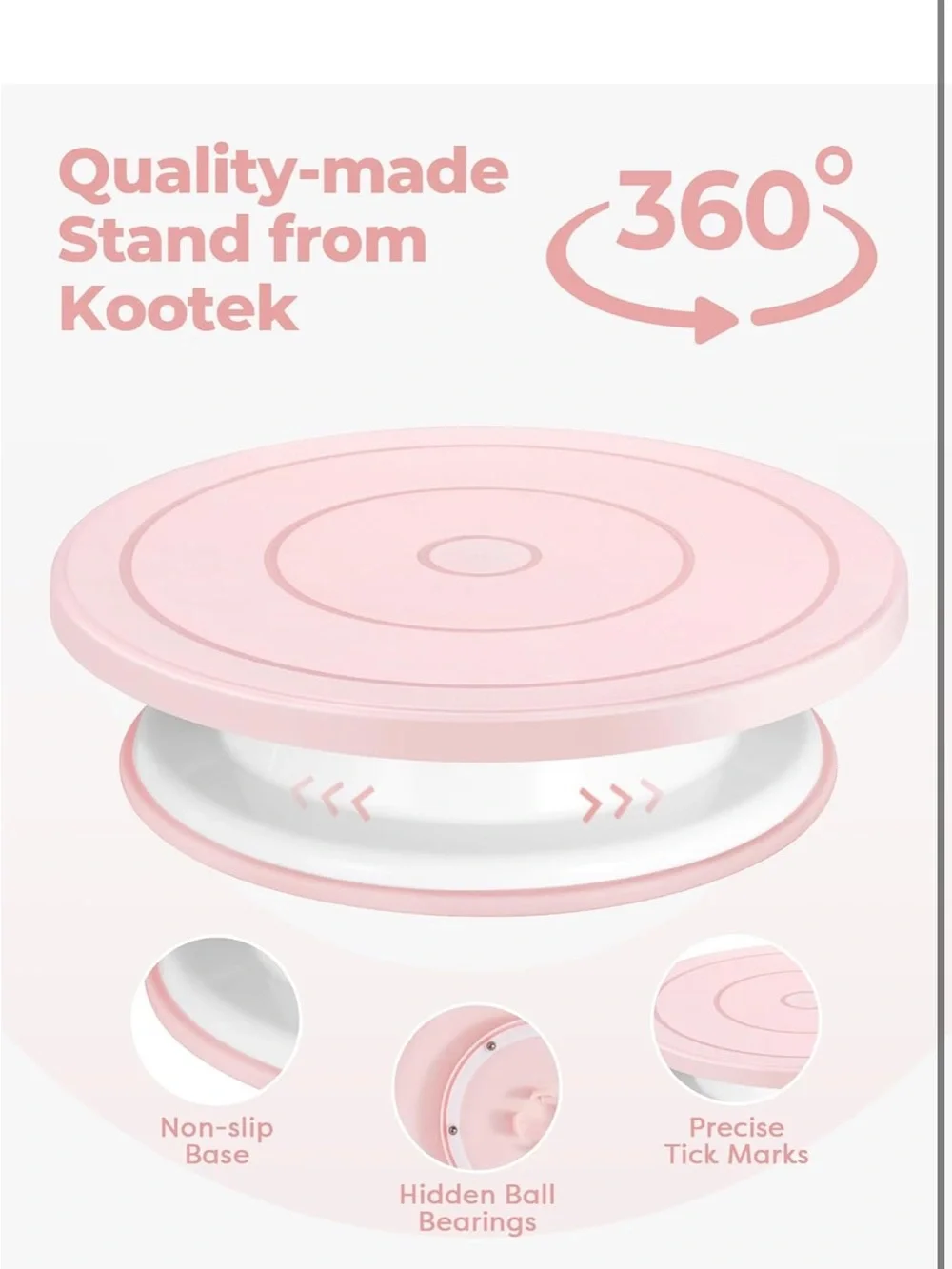 Pink Rotating Cake Decorating Turntable + 90-Piece Piping Set